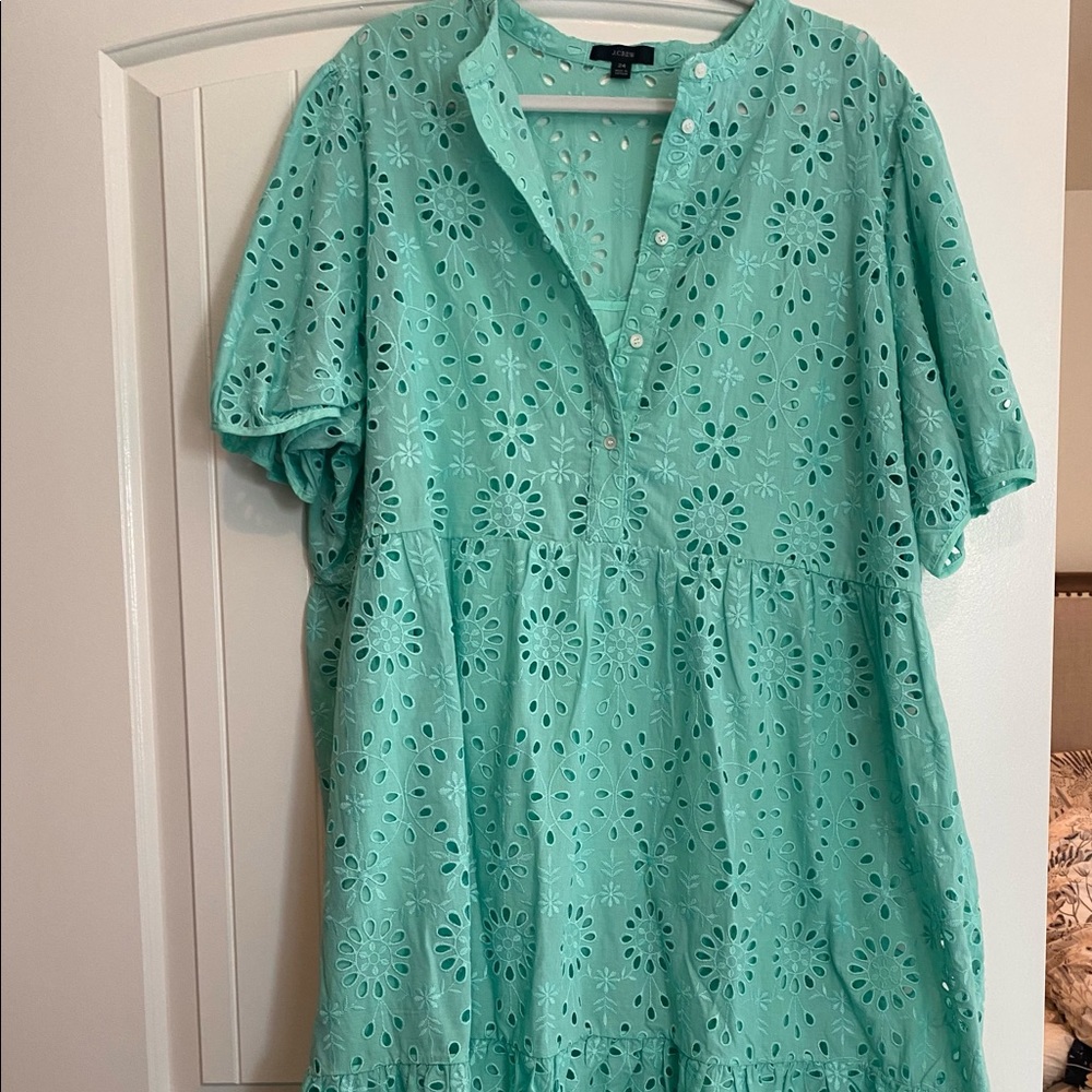 J. Crew Mint Green Eyelet Sundress 24